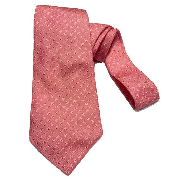 TURNBULL & ASSER Pink Polka Dot Silk Tie HANDMADE ENGLAND 58.2